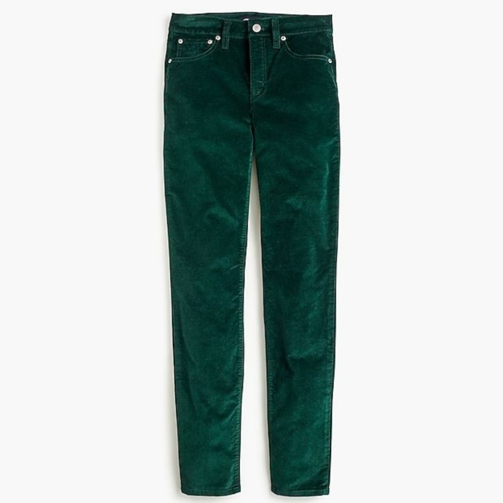 J.Crew 9" High Rise Toothpick Jeans In Velvet Pine Green Size 26